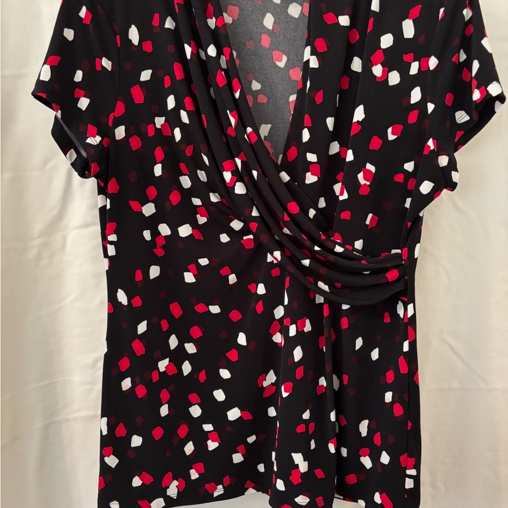 DKNY Black and Red Patterned Blouse